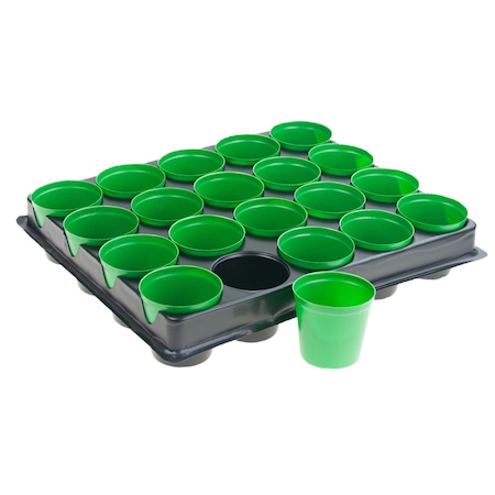 Set tava si ghivece pentru rasaduri, 20 bucati, plastic, verde/negru ...