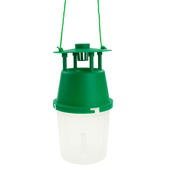 Pulapka lejkowa pentru fluturi si viespi, ecologica, 21x11x11cm, set cu snur de suspendare, verde