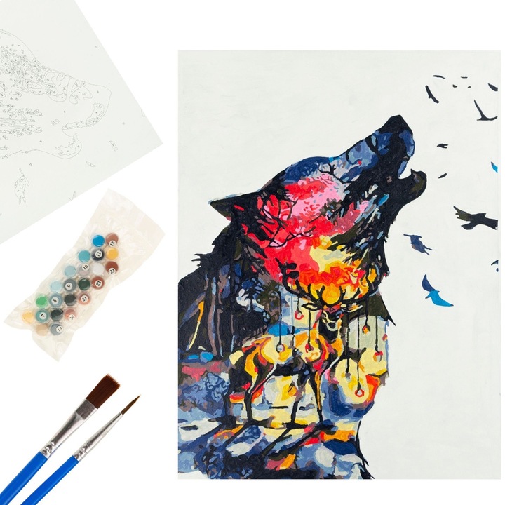 Set pictura pe numere, Wilk, 30x40, 20 culori, usor