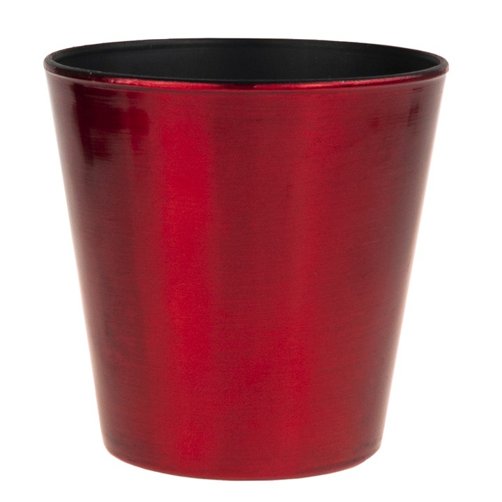 Ghiveci decorativ rosu, 10,5x7,5cm, din plastic, rezistent, pentru interior si exterior