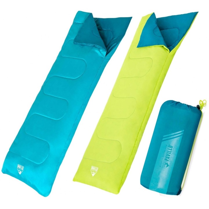 Спален чувал Pavillo с покривало, Bestway, Полиестер, 1.8x0.75m, 7C-11C, Тюркоазено/Зелено