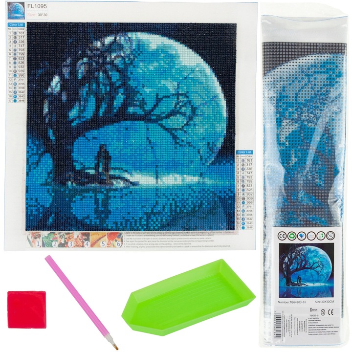 Set de artizanat, 30x30cm, diamante colorate, aplicator