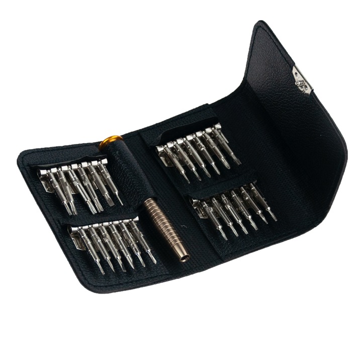 Комплект прецизни отвертки 24 в 1, 24 глави, портфейл, 10.5x6.5x2cm