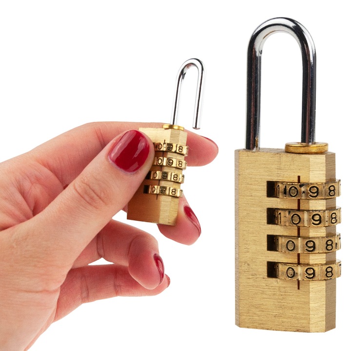 Катинар за багаж Luka, модел TG66802, с 4 цифри, изработен от месинг