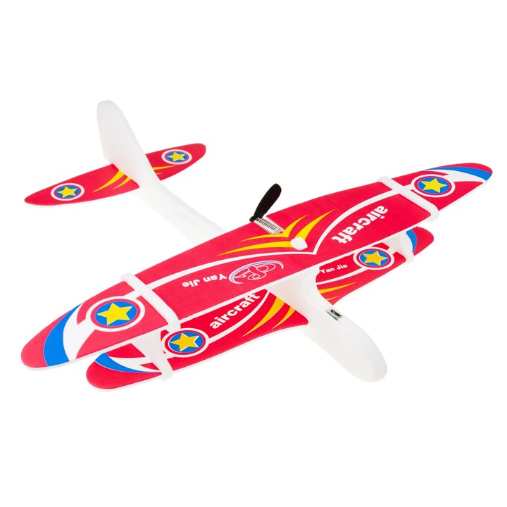 Avion zburator din spuma, set cu cablu USB, 28x29cm, multicolor