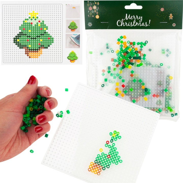 Set Puzzle Pegboard, 330 margele, multicolor, 15x15cm