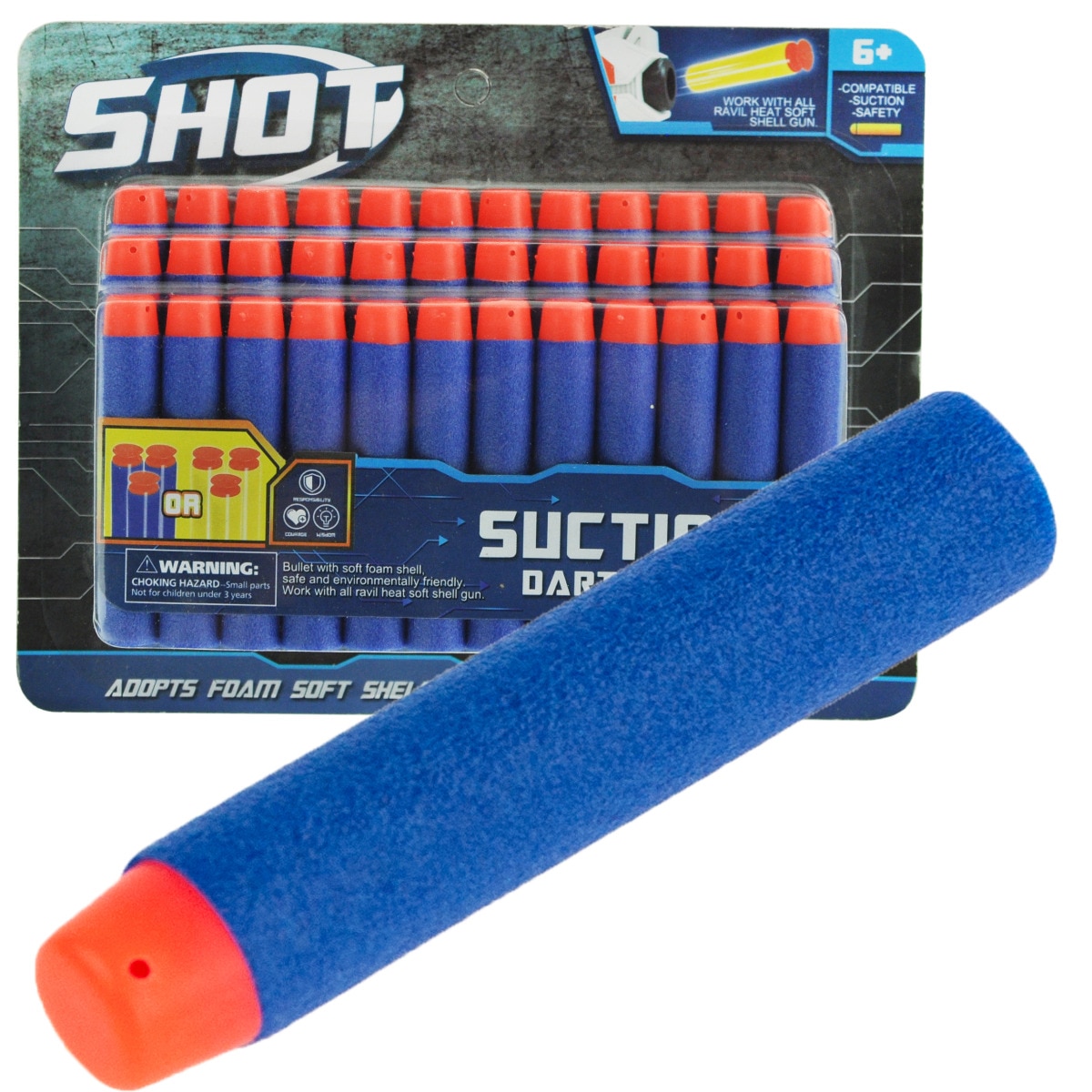 Set 36 sageti Nerf pentru blaster, Shot, Spuma, 7x1.2cm, 6+