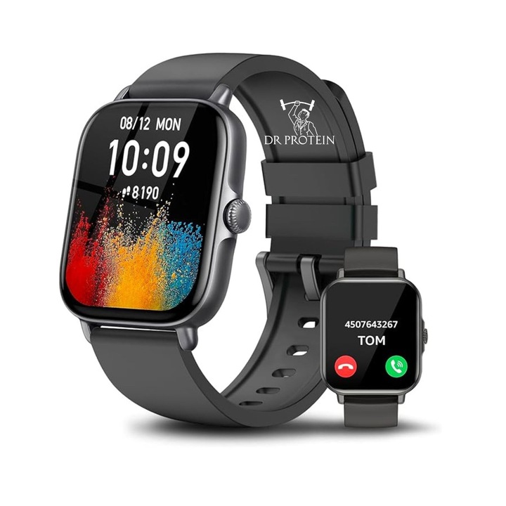 Смарт часовник и фитнес гривна 2 в 1 DrProtein C26PRO, 1.96'' AMOLED екран, UHD резолюция, 26 функции, Фитнес, Спорт, IP68, Известия, Наблюдение на съня, Siri, Румънски език, Специално приложение, SMART, Педометър, Сън, Rhythm Cardiac , Калории