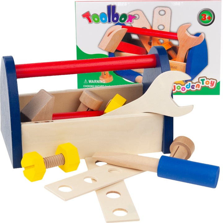 Set unelte din lemn pentru copii, 20x11x12.5cm, multicolor
