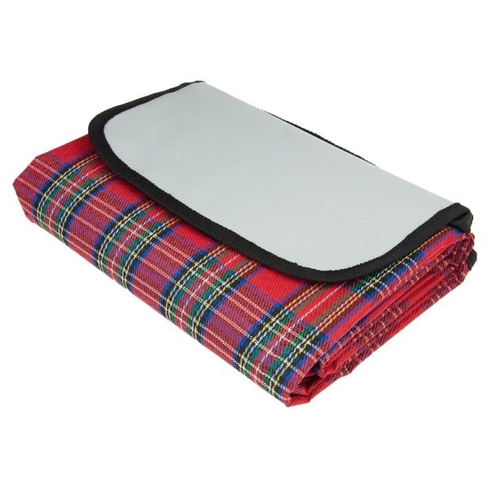 Patura picnic, 150x180cm, rosu, usor de transportat, rezistenta la apa