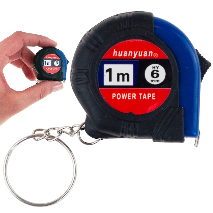 Breloc cu metru 1m, Top Gift, plastic si metal, 6x6x3cm