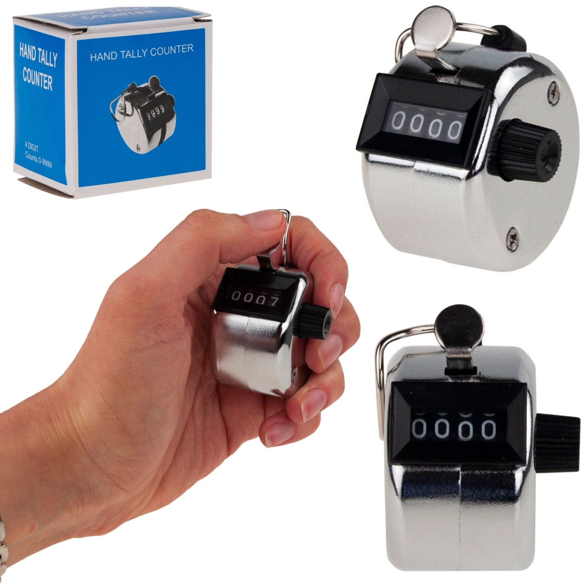 Clicker pentru numarare, Metal, Manual, 4.5 x 4.5 x 4 cm, Argintiu