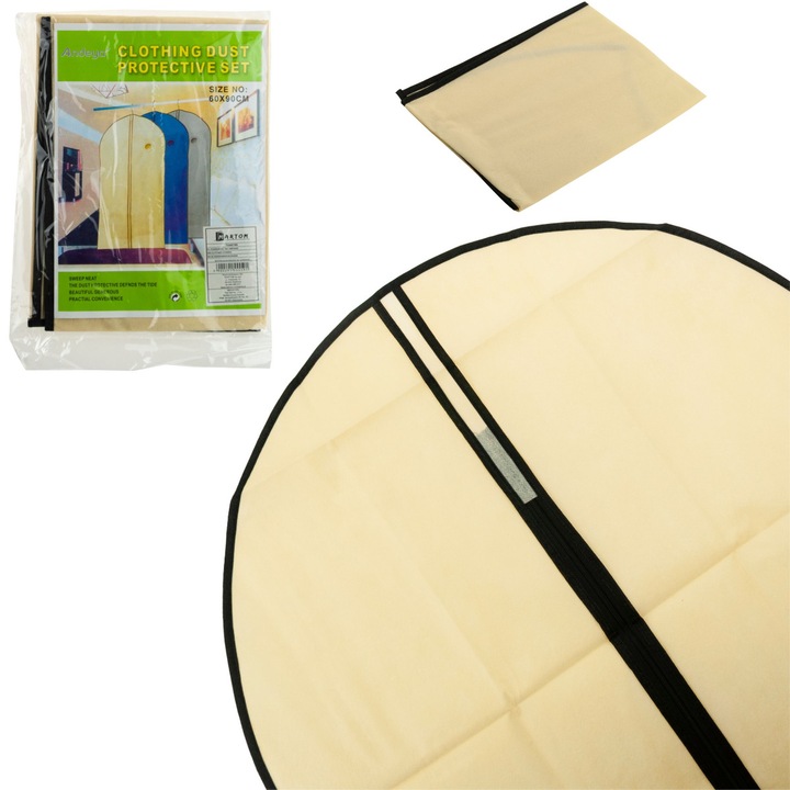 Husa protectie imbracaminte, antistatica, 60x90cm, bej