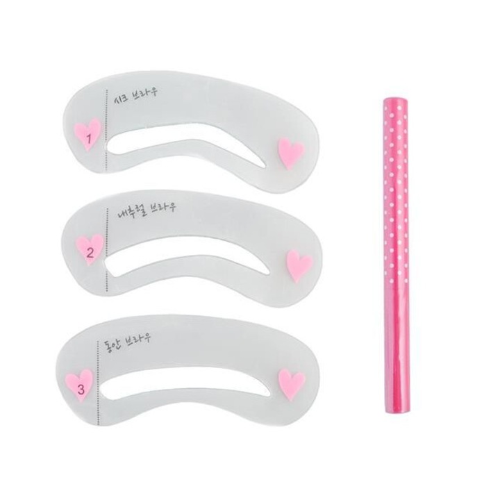 Set 3 sabloane pentru sprancene cu creion, Negru, 15g