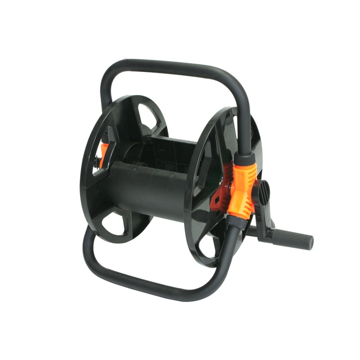 Suport pentru furtun de gradina retractabil pana la 20 m, cilindric, negru