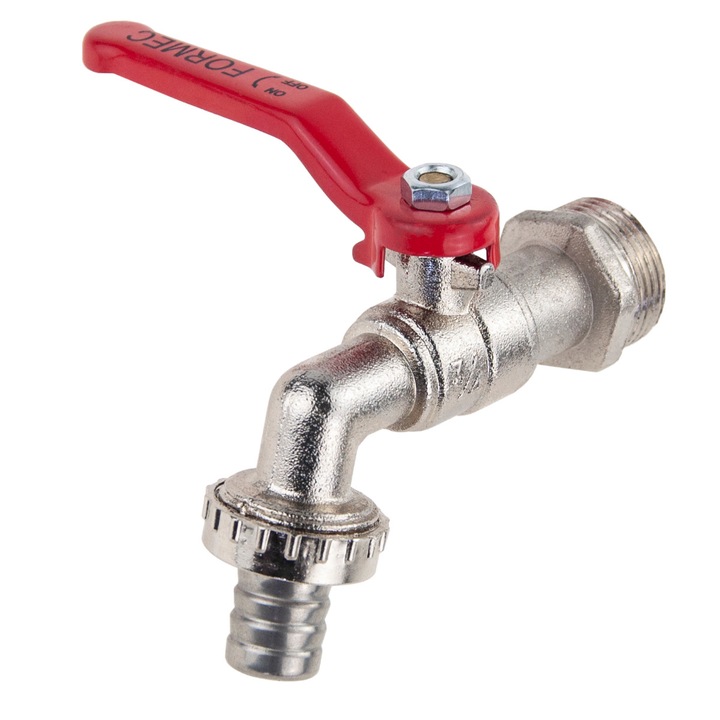 Robinet cu bila 3/4", alama, rezistent la coroziune, 15x15x5cm, rosu/argintiu