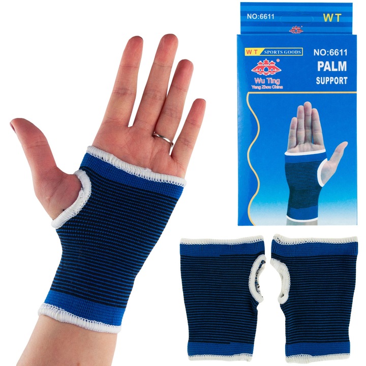 Suport ortopedic pentru incheietura mainii, 2 bucati, elastic, respirabil, albastru, dimensiuni 14,5x9,5cm