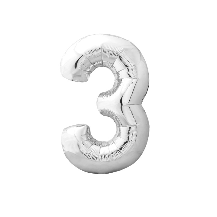 Фолиев балон, номер 3, 106 см, сребрист