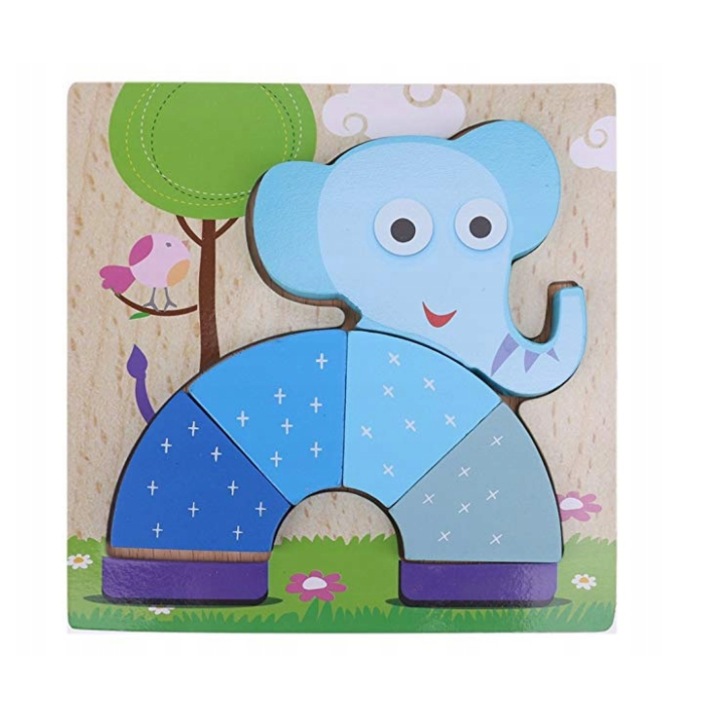 Fa kirakó, elefánttal, 15x15x4cm, 6 db, sokszínű