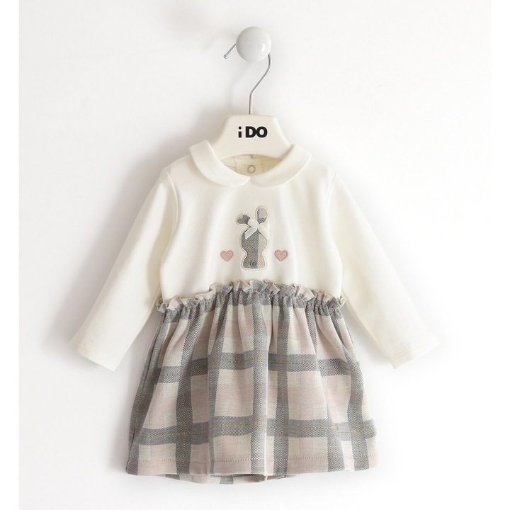 Kockás ruha lányoknak, I Do, 4.5256, fehér/szürke, 56-62 cm