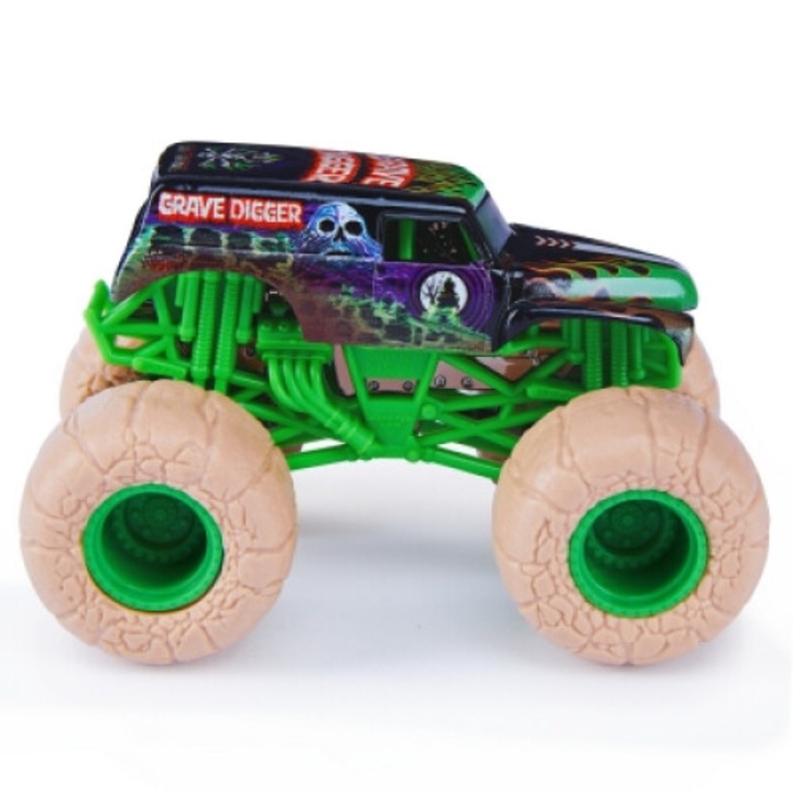 Masinuta Monster Jam - Grave Digger cu roti crem 1/64