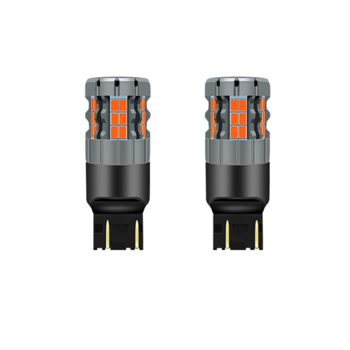 Комплект от 2 LED крушки BZRSH® Canbus T20, 50W, W21W, WY21W, 7443, 12V, 30 LEDs Reverse, Position Signaling, Brake, white, 6500K, без грешка