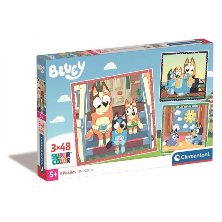 Puzzle 3x48 Clementoni Bluey, 21x20.5cm, 5 év