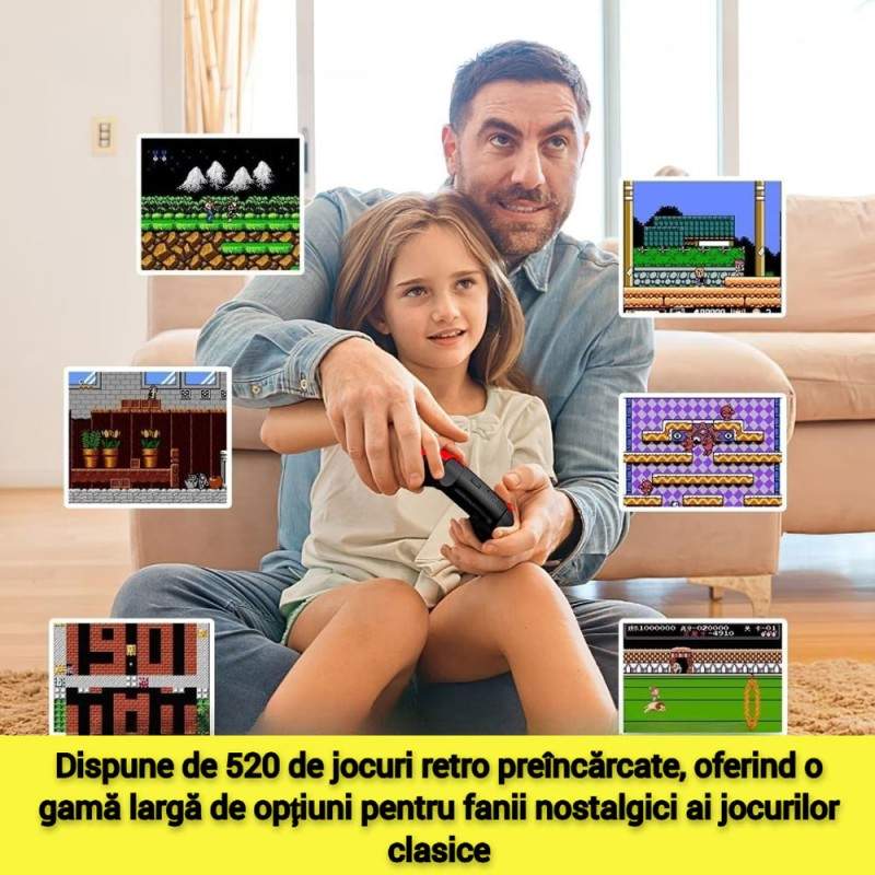 Consola De Jocuri Video P5 SIKS, Portabila, 520 Jocuri Retro, Display Rezolutie 320x240, Iesire AV, Incarcare USB, 1020mAh, Rosu