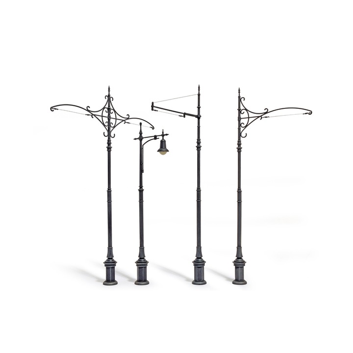 Accesorii pentru diorame de construit MiniArt Tram Supports and Street Lamps 4buc 1:35 Mini 35523