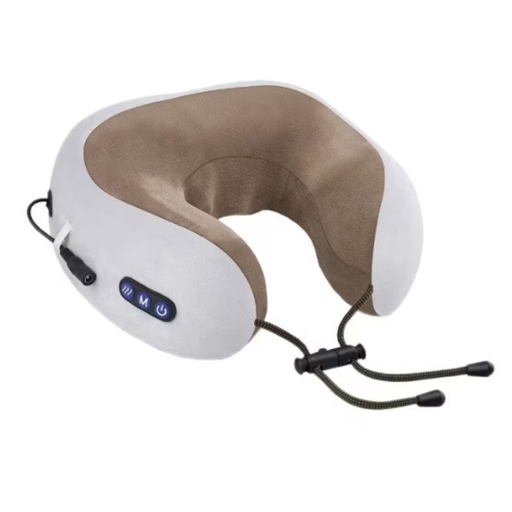 Perna electrica cu vibromasaj, coshop®, pentru suport cervical, perfect pentru calatorii si relaxare, wireless, 3 trepte de viteza
