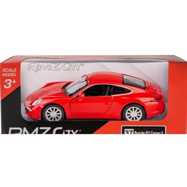 Fém autó RMZ City Porsche 911 Carrera S 2012, piros, 1:32, nyitható ajtókkal, 3 év+