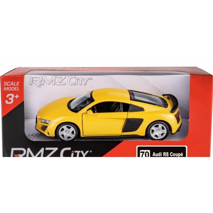 Кола RMZ City Audi R8, 2019, жълт, мащаб 1:36, Daffi, 3+ години