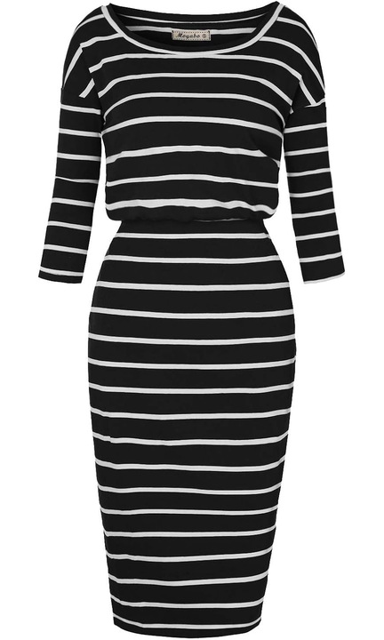 Rochie, Moyabo, Bumbac/Spandex, Negru/Alb
