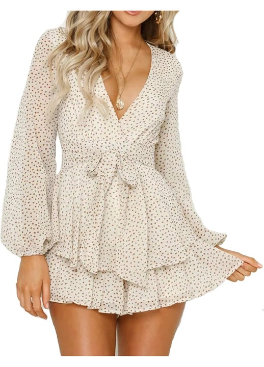 Női kezeslábas, Jormftte, Pöttyös, Bézs, Poliészter/Pamut