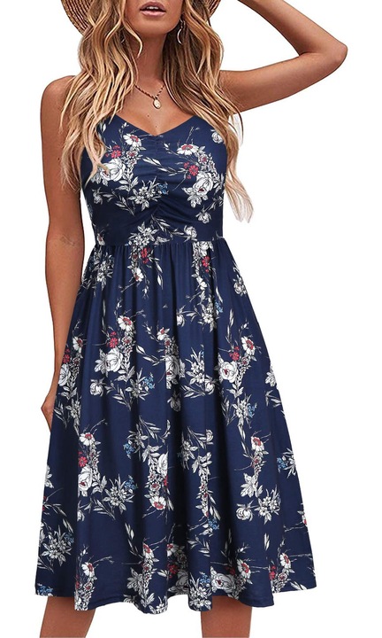 Rochie dama, JeiibrZui, Bumbac/Poliester, Multicolor, Multicolor