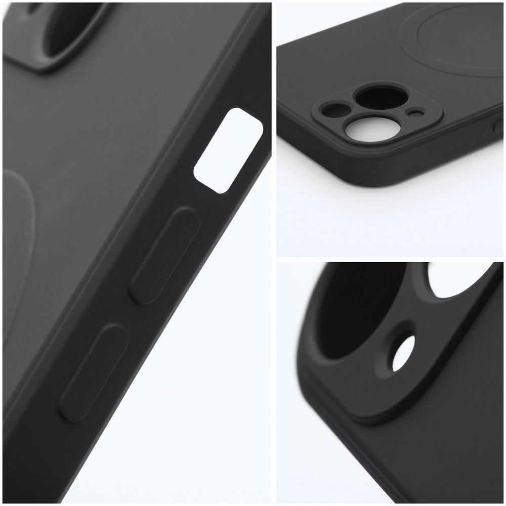 Husa din Silicon Mag Cover pentru iPhone 15 Pro Negru, MagSafe