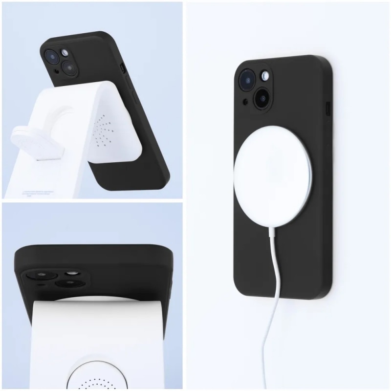 Husa pentru iPhone 16 Pro Premium Silicon Daden® MagCover cu MagSafe, Protectie Camera, Antisoc, Calitate Premium, Gri deschis