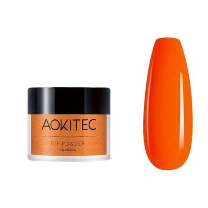 Pudra de unghii Aokitec, set, capacitate 0.33 oz, rezistenta la ciobire, culoare naturala, portocaliu