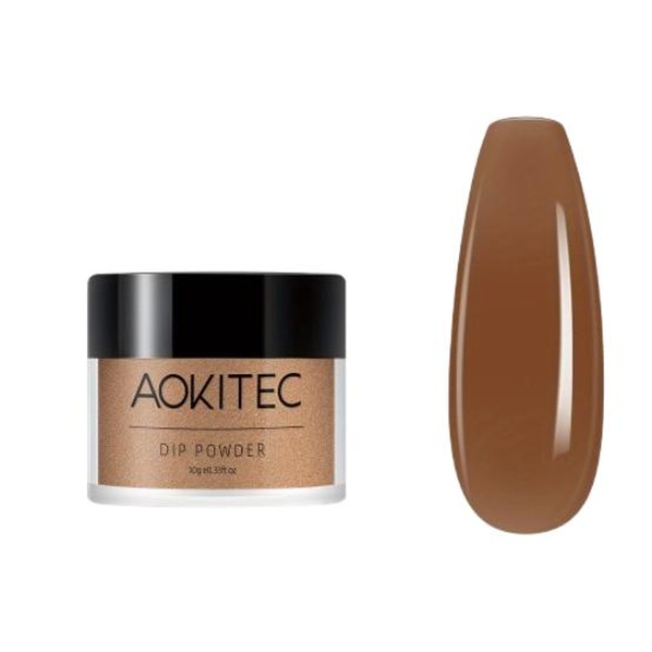 Pudra de unghii AOKITEC, set cadou de Craciun, rezistenta, fara lampa UV, 10g, maro