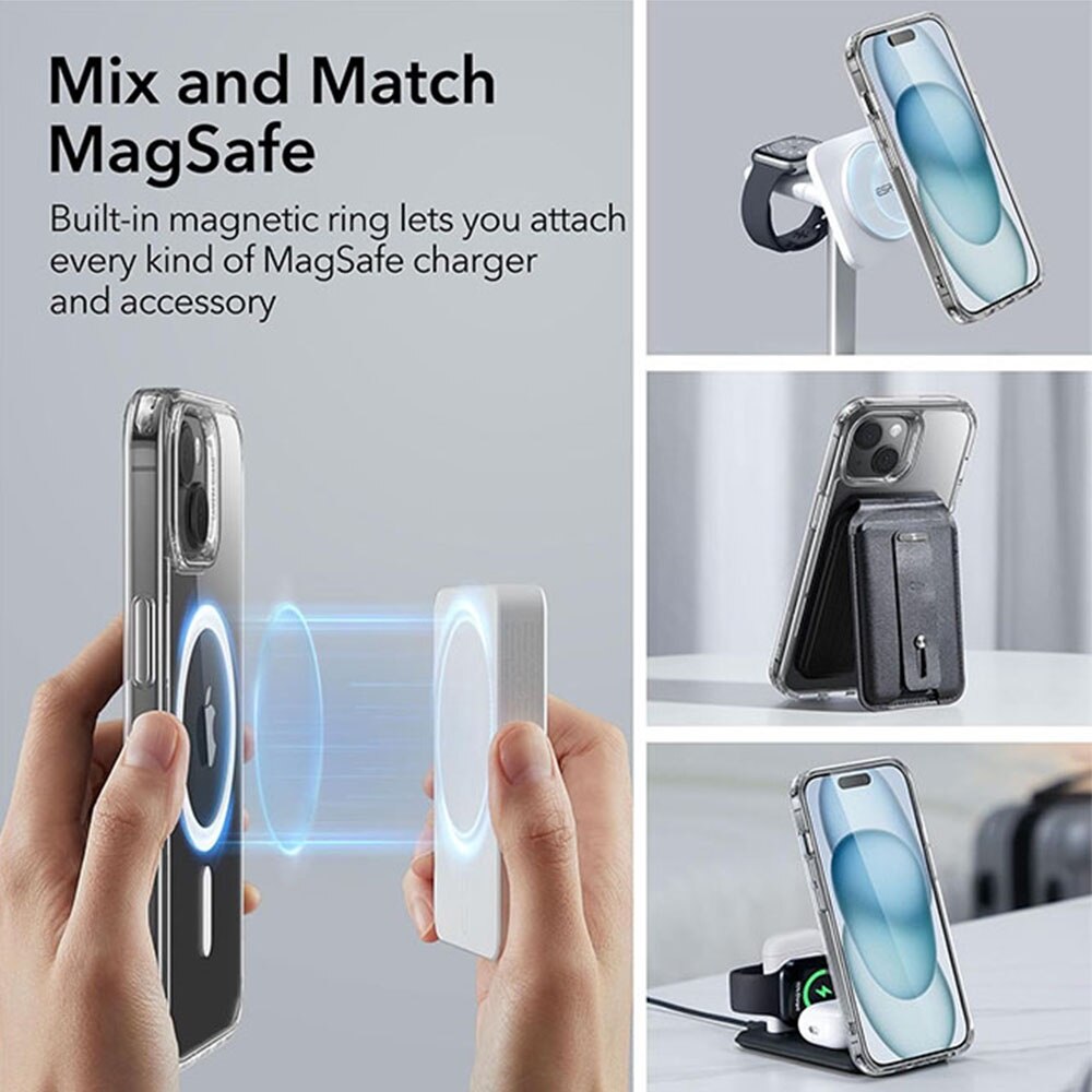Husa telefon, compatibil Apple iPhone 15 Plus, rezistenta la zgarieturi, colturi absorbante de socuri, transparenta