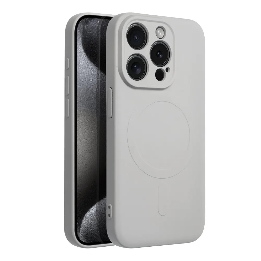 Husa pentru iPhone 16 Pro Premium Silicon Daden® MagCover cu MagSafe, Protectie Camera, Antisoc, Calitate Premium, Gri deschis
