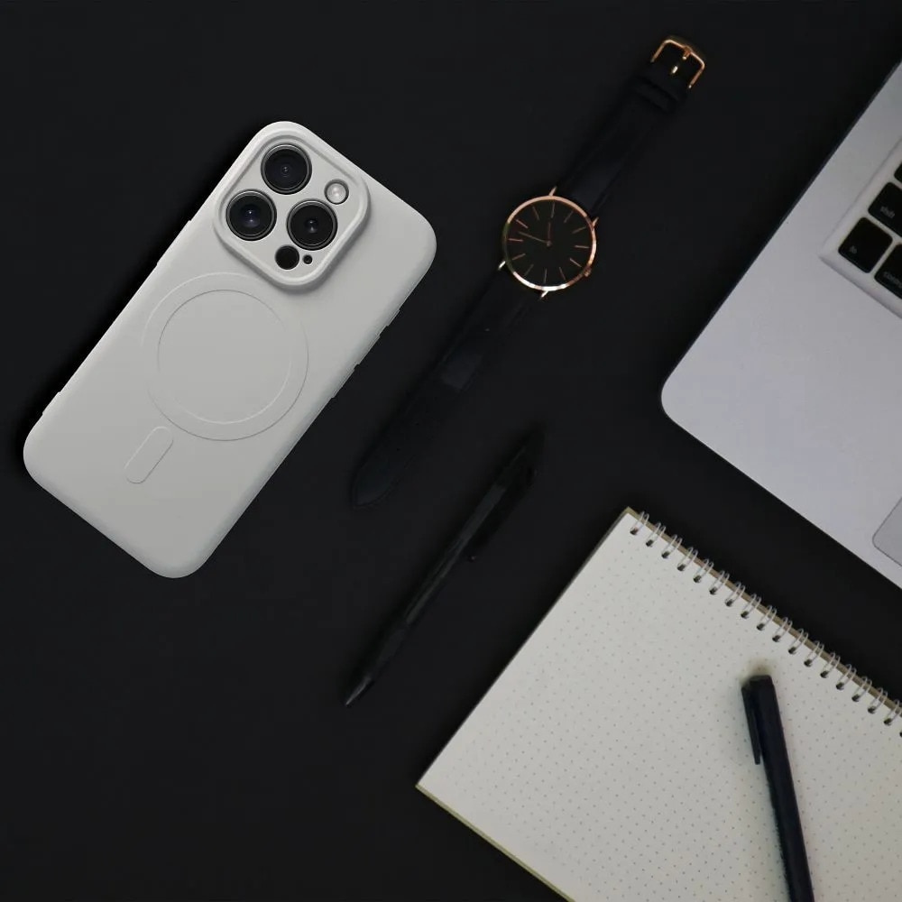 Husa pentru iPhone 16 Pro Premium Silicon Daden® MagCover cu MagSafe, Protectie Camera, Antisoc, Calitate Premium, Gri deschis