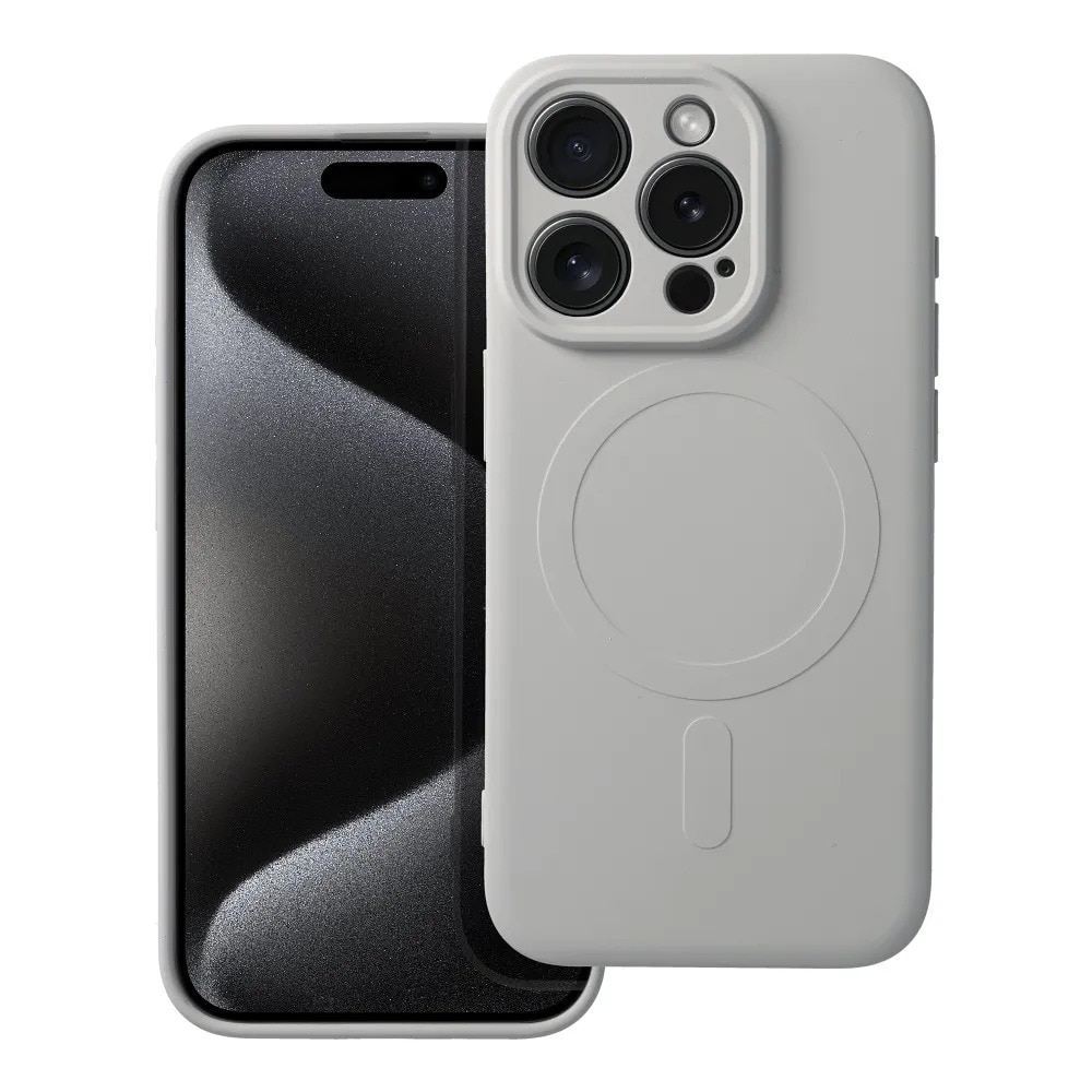 Husa pentru iPhone 16 Pro Premium Silicon Daden® MagCover cu MagSafe, Protectie Camera, Antisoc, Calitate Premium, Gri deschis