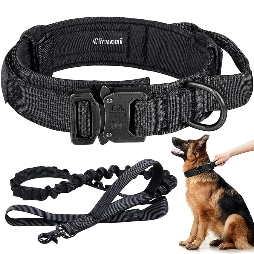Set zgarda si lesa tactica pentru caini, Chucai, ajustabil, nylon