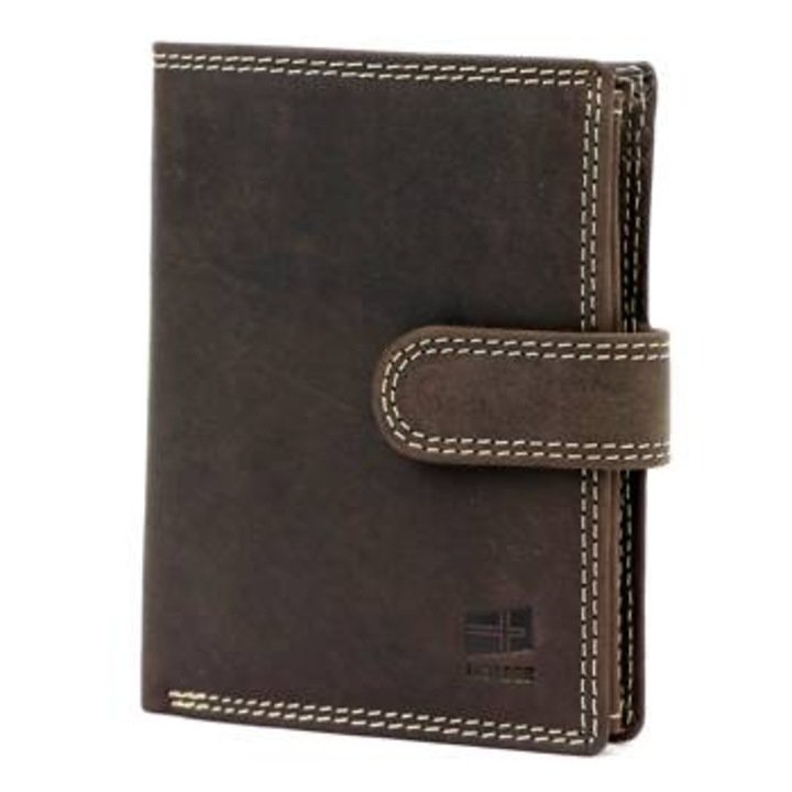 Portofel barbati Nordee, din piele naturala, cu 11 compartimente pentru carduri