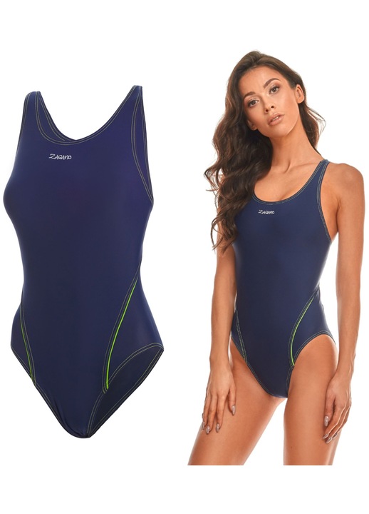 Costum de baie dama, o piesa, intreg, poliamida, Productia europeana, ZAGANO, Moala, Albastru marin