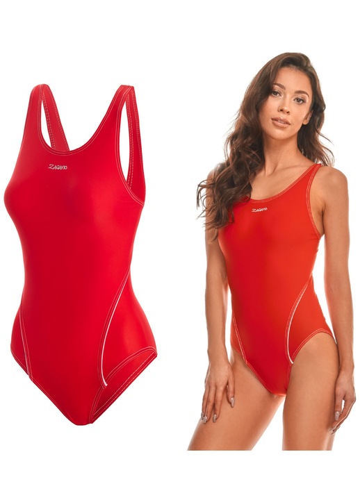 Costum de baie dama, o piesa, intreg, poliamida, Productia europeana, ZAGANO, Moala, Rosu