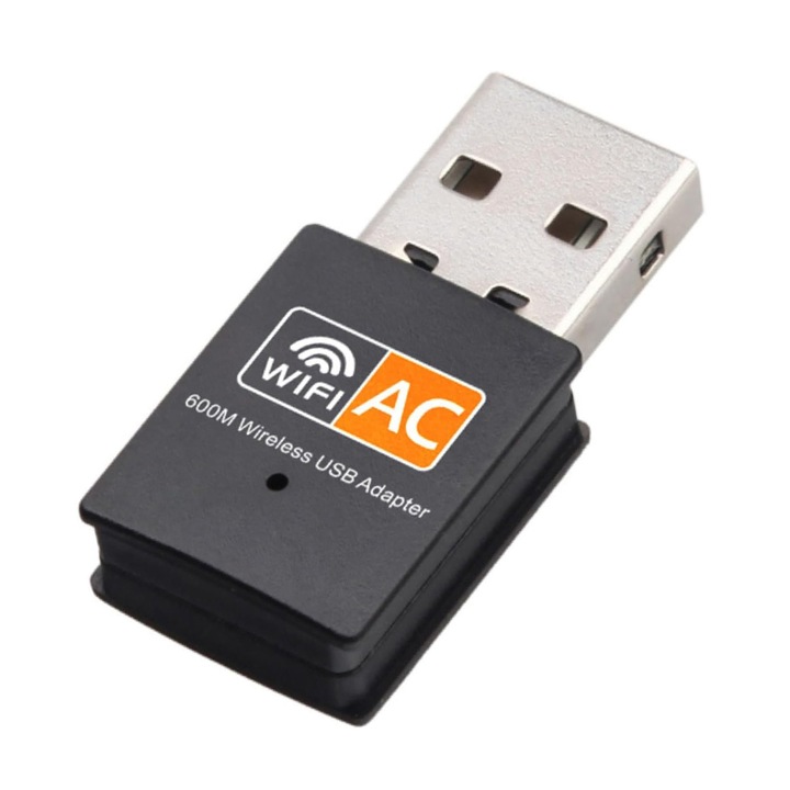 Chucai 600Mbps USB WiFi адаптер, двулентов 2.4GHz/5GHz, съвместим с Windows, Mac, Linux, 33x15x8mm, черен