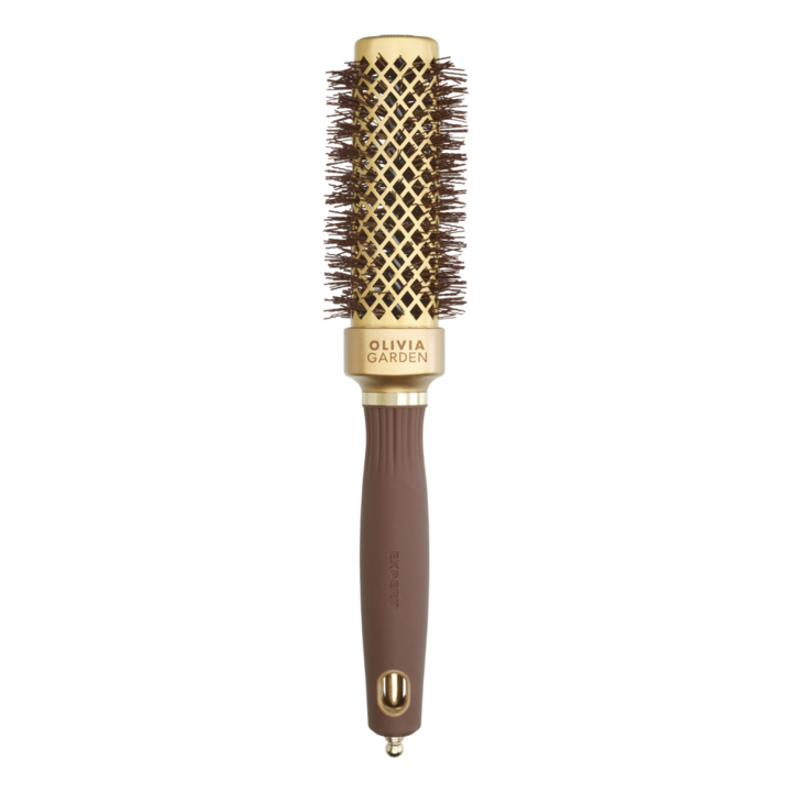 Четка за коса Expert Blowout Straight Nanotermic ID2058, квадратна, златиста, 30 MM Olivia Garden