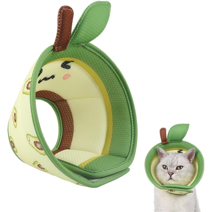 Guler de protectie, JENUOS®, pentru pisici sau pentru animale de companie de mici dimensiuni, reglabil, rezistent la zgarieturi si muscaturi, marimea L, Verde